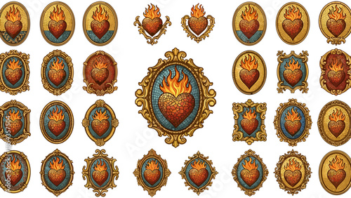 Collection of ornate royal crest shield emblem designs and icons