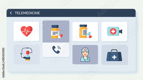 Telemedicine icons for healthcare and medical services online