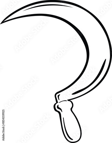 vector illustration drawing black and white icon sickle cutting tool object