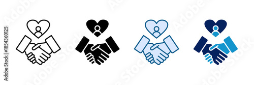 Charity Partnership Icon Set Multiple Style Collection