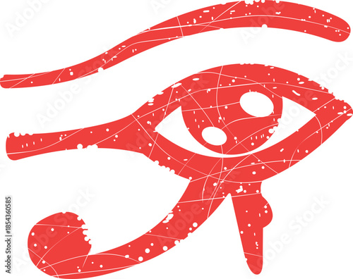 vector illustration red worn texture rubber stamp eye of horus spiritual symbol