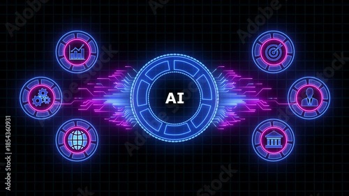 Wallpaper Mural AI, Machine learning data network connection background. Animated Circuit board futuristic processing background. Torontodigital.ca