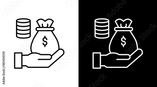 Savings Goal Outline White Icon Set Design