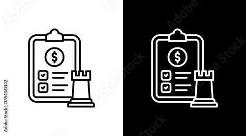 Budget Planning Outline White Icon Set Design