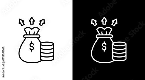 Income Allocation Outline White Icon Set Design