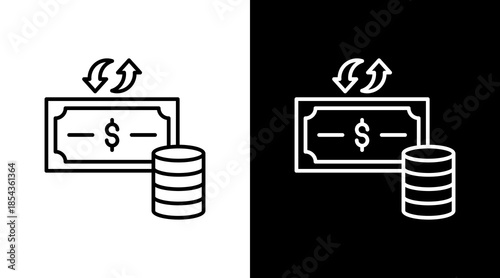 Cash Flow Outline White Icon Set Design