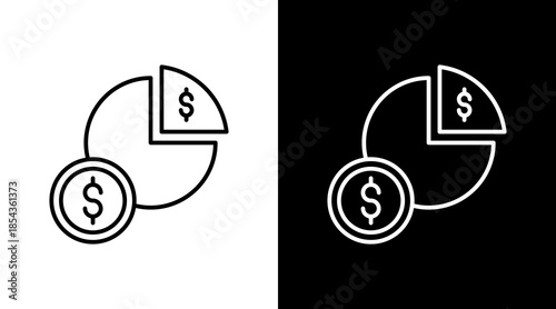 Budget Pie Chart Outline White Icon Set Design
