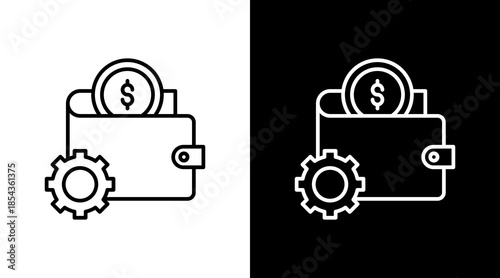Wallet Management Outline White Icon Set Design
