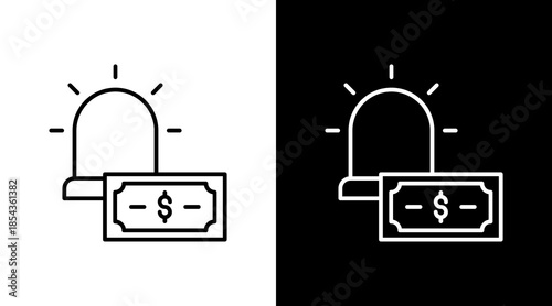 Emergency Fund Outline White Icon Set Design