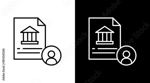 Bank Account Outline White Icon Set Design