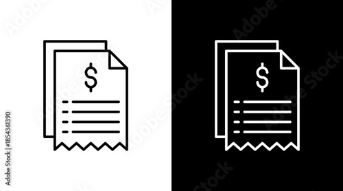 Receipt Organizer Outline White Icon Set Design