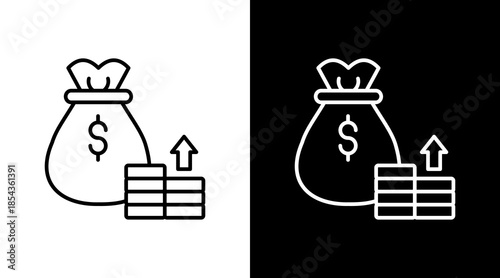 Investment Budget Outline White Icon Set Design
