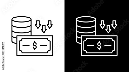Cost Reduction Outline White Icon Set Design