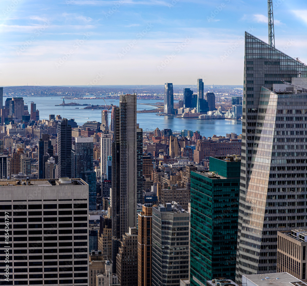 Fototapeta premium Jersey City skyline view across Hudson River from Manhattan, New York City