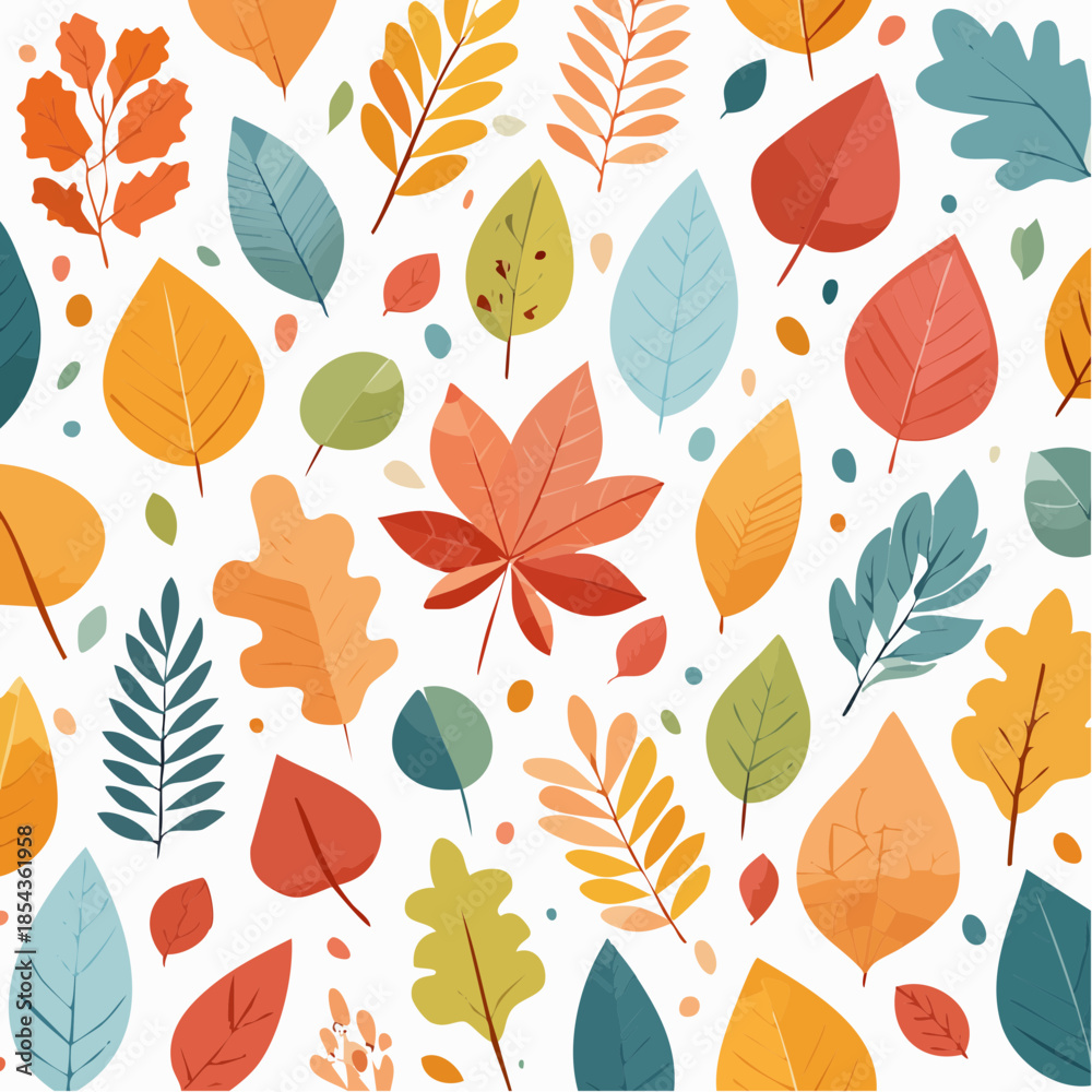 Fototapeta premium Beautiful Autumn Leaves Seamless Pattern - A Vibrant Collection of Fall Foliage for Various Designs