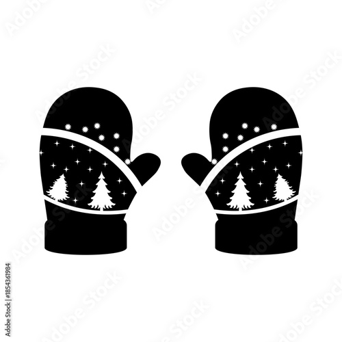Black and White Christmas Gloves