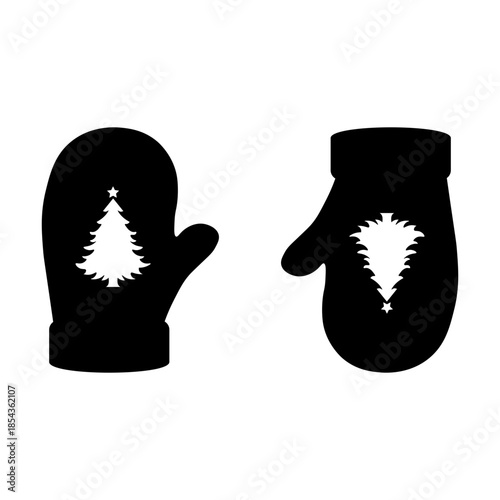 Black and White Christmas Gloves