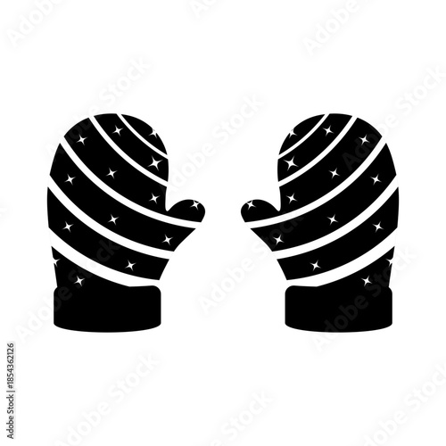 Black and White Christmas Gloves