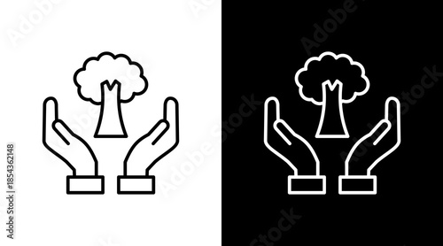 Forest Conservation Outline White Icon Set Design