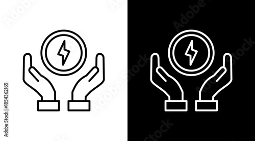Energy Conservation Outline White Icon Set Design