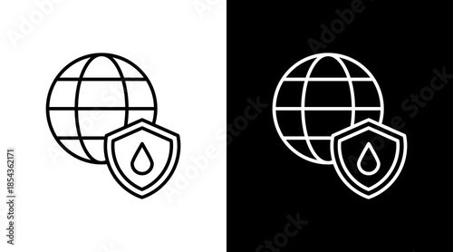 Water Conservation Outline White Icon Set Design