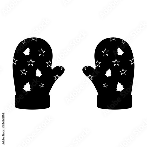 Black and White Christmas Gloves