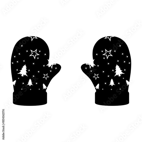Black and White Christmas Gloves