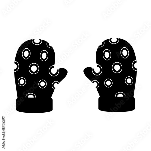 Black and White Christmas Gloves
