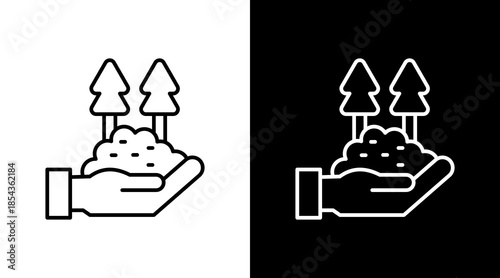 Soil Conservation Outline White Icon Set Design