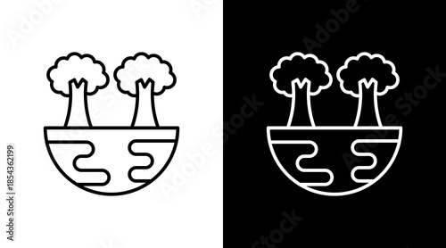 Habitat Restoration Outline White Icon Set Design