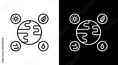 Natural Resource Management Outline White Icon Set Design