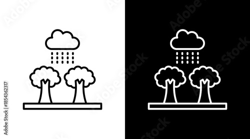 Rainforest Outline White Icon Set Design