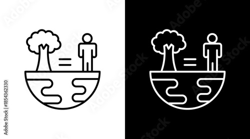 Ecosystem Balance Outline White Icon Set Design