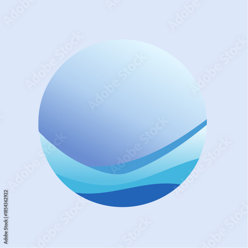 Abstract circular design featuring gentle blue waves and a smooth gradient, symbolizing fluidity, calm, and modern elegance for various digital projects and serene concepts