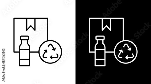 Recycled Materials Outline White Icon Set Design