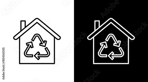 Recycling Center Outline White Icon Set Design