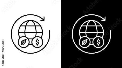 Circular Economy Outline White Icon Set Design