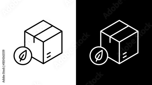 Green Packaging Outline White Icon Set Design