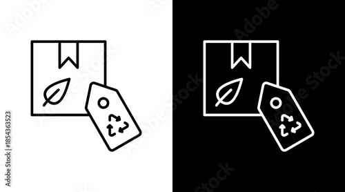 Eco Product Label Outline White Icon Set Design
