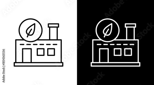 Eco Factory Outline White Icon Set Design