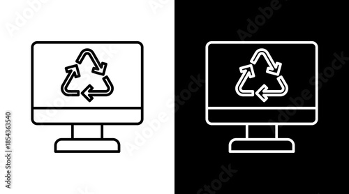 Recycling App Outline White Icon Set Design