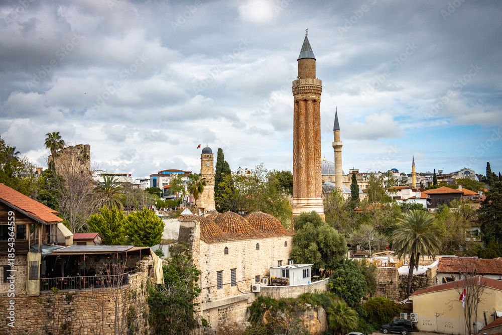 Fototapeta premium minaret of mosque, antalya, turkey, turkiye, 