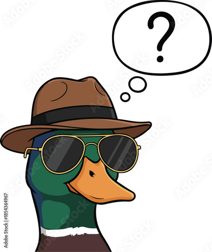 Duck Detective A Curious Mallard with a Question Mark.