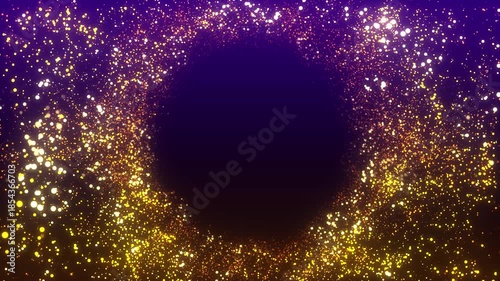 金色に輝くパーティクルが流れる抽象背景ループ / Abstract Golden Particle Flow Background Loop