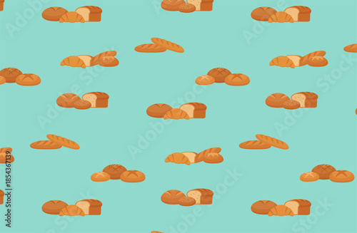 クロワッサンや食パンが並ぶおしゃれな北欧風パンの壁紙