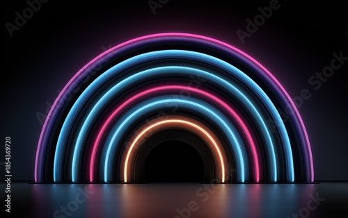 Wallpaper Mural Abstract neon arc shapes on dark background for design and decoration Torontodigital.ca