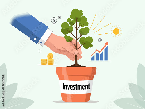 Hand Planting Investment Financial Growth