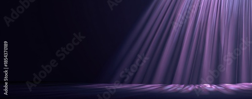 Abstract purple light rays background elegant stage with dark empty space
