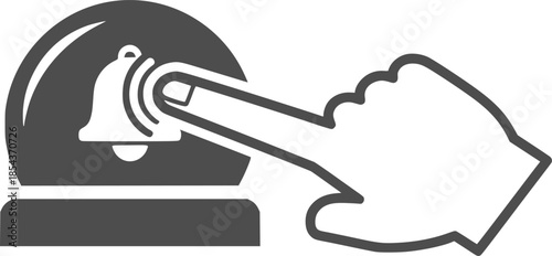 Door bell vector icon. Finger pressing the doorbell. Finger touch from home door bell. Transparent background.
