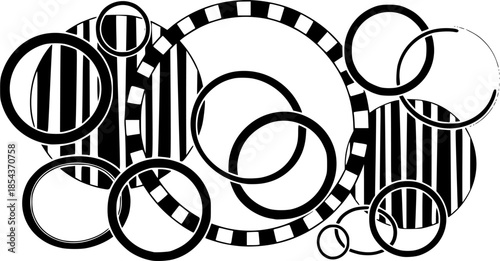 Colored set with gymnastic bangles hoops. Sport circle striped hula Hoops for gymnastics. Fitness equipment.
